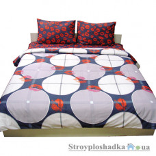 Комплект постельного белья Руно 1.137К 40-0684+40-0685-50 (1 пододеяльник, 1 простынь, 2 наволочки), хлопок, рисунок-круги, красный