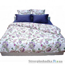 Комплект постельного белья Руно 655.137К-50 Сиреневая вышивка (1 пододеяльник, 1 простынь, 2 наволочки), хлопок, рисунок-цветы, многоцветный
