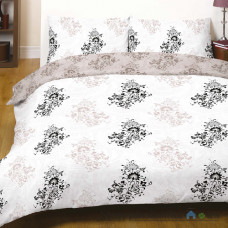Комплект постельного белья Viluta 12103, 240x220 см (1 пододеяльник, 1 простынь, 2 наволочки), платинум, рисунок-узоры, белый