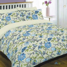 Комплект постельного белья Viluta 12127, 240x220 см (1 пододеяльник, 1 простынь, 2 наволочки), платинум, рисунок-цветы, синий