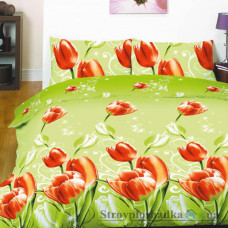 Комплект постельного белья Viluta 12129, 240x220 см (1 пододеяльник, 1 простынь, 2 наволочки), платинум, рисунок-цветы, зеленый