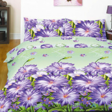 Комплект постельного белья Viluta 12130, 240x220 см (1 пододеяльник, 1 простынь, 2 наволочки), платинум, рисунок-цветы, зеленый