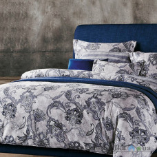 Комплект постельного белья Viluta 17503, 145x214 см (1 пододеяльник, 1 простынь, 2 наволочки), платинум, рисунок-узоры, синий