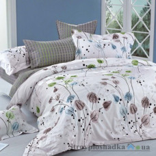 Комплект постельного белья Viluta 2007, 200x220 см (1 пододеяльник, 1 простынь, 2 наволочки), платинум, рисунок-цветы, серый