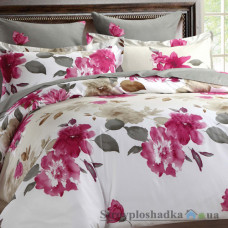 Комплект постельного белья Viluta 2009, 240x220 см (1 пододеяльник, 1 простынь, 2 наволочки), платинум, рисунок-цветы, серый