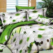 Комплект постельного белья Viluta 2015, 145x214 см (1 пододеяльник, 1 простынь, 2 наволочки), платинум, рисунок-цветы, зеленый