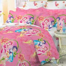 Комплект постельного белья Viluta 2024, 150x214 см (1 пододеяльник, 1 простынь, 1 наволочка), платинум, рисунок-мультфильм, розовый