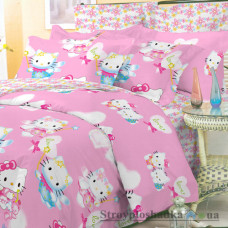 Комплект постельного белья Viluta 2025, 150x214 см (1 пододеяльник, 1 простынь, 1 наволочка), платинум, рисунок-мультфильм, розовый