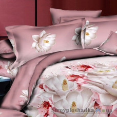 Комплект постільної білизни Viluta 9946, 145x214 см (1 підковдра, 1 простирадло, 2 наволочки), платинум, малюнок-квіти, рожевий