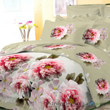 Комплект постельного белья Viluta 9952, 145x214 см (1 пододеяльник, 1 простынь, 2 наволочки), платинум, рисунок-цветы, серый