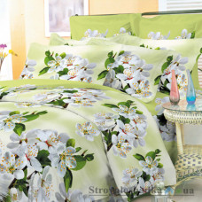 Комплект постельного белья Viluta 9983, 145x214 см (1 пододеяльник, 1 простынь, 2 наволочки), платинум, рисунок-цветы, салатовый