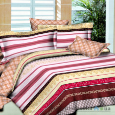 Комплект постельного белья Viluta 1022, 240x220 см (1 пододеяльник, 1 простынь, 2 наволочки), поплин, рисунок-полосы, розовый