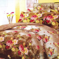Комплект постельного белья Viluta 110, 145x214 см (1 пододеяльник, 1 простынь, 2 наволочки), поплин, рисунок-цветы, коричневый