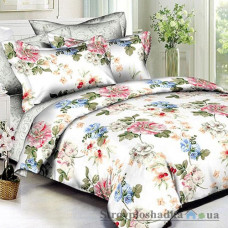 Комплект постельного белья Viluta 1630, 200x220 см (1 пододеяльник, 1 простынь, 2 наволочки), поплин, рисунок-цветы, серый