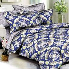 Комплект постельного белья Viluta 1636, 145x214 см (1 пододеяльник, 1 простынь, 2 наволочки), поплин, рисунок-узоры, синий