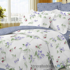 Комплект постельного белья Viluta 1637, 200x220 см (1 пододеяльник, 1 простынь, 2 наволочки), поплин, рисунок-цветы, синий
