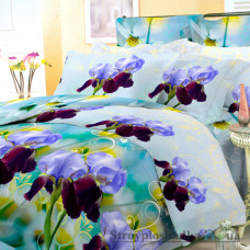 Комплект постельного белья Viluta 172, 240x220 см (2 пододеяльника, 1 простынь, 2 наволочки), поплин, рисунок-цветы, зеленый