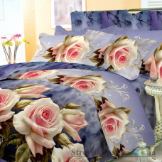 Комплект постельного белья Viluta 188, 240x220 см (2 пододеяльника, 1 простынь, 2 наволочки), поплин, рисунок-цветы, фиолетовый