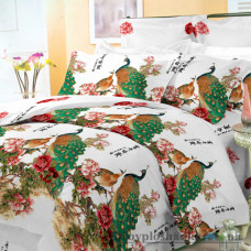 Комплект постельного белья Viluta 303, 200x220 см (1 пододеяльник, 1 простынь, 2 наволочки), поплин, рисунок-цветы, зеленый