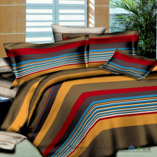 Комплект постельного белья Viluta 4009, 240x220 см (2 пододеяльника, 1 простынь, 2 наволочки), поплин, рисунок-полосы, коричневый