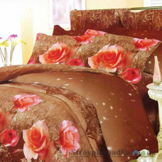 Комплект постельного белья Viluta 97, 145x214 см (1 пододеяльник, 1 простынь, 2 наволочки), поплин, рисунок-цветы, коричневый