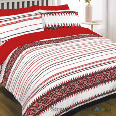 Комплект постельного белья Viluta 12175, 145x214 см (1 пододеяльник, 1 простынь, 2 наволочки), ранфорс, рисунок-полосы, красный