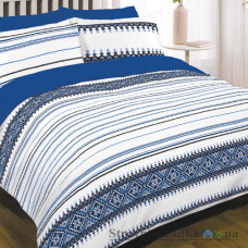 Комплект постельного белья Viluta 12175, 145x214 см (1 пододеяльник, 1 простынь, 2 наволочки), ранфорс, рисунок-полосы, синий