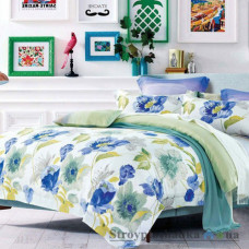 Комплект постельного белья Viluta 12653, 145x214 см (1 пододеяльник, 1 простынь, 2 наволочки), ранфорс, рисунок-цветы, зеленый