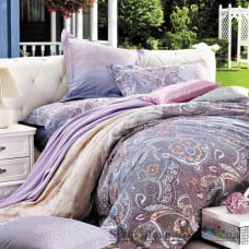 Комплект постельного белья Viluta 12654, 145x214 см (1 пододеяльник, 1 простынь, 2 наволочки), ранфорс, рисунок-узоры, фиолетовый