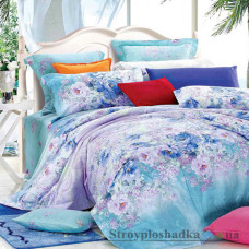 Комплект постельного белья Viluta 17103, 240x220 см (2 пододеяльника, 1 простынь, 2 наволочки), ранфорс, рисунок-цветы, синий