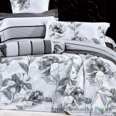 Комплект постельного белья Viluta 17104, 200x220 см (1 пододеяльник, 1 простынь, 2 наволочки), ранфорс, рисунок-цветы, серый