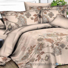 Комплект постельного белья Viluta 17105, 145x214 см (1 пододеяльник, 1 простынь, 2 наволочки), ранфорс, рисунок-цветы, коричневый