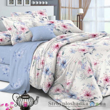 Комплект постельного белья Viluta 17128, 145x214 см (1 пододеяльник, 1 простынь, 2 наволочки), ранфорс, рисунок-цветы, синий