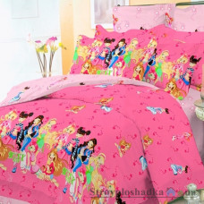 Комплект постельного белья Viluta 17134, 150x214 см (1 пододеяльник, 1 простынь, 1 наволочка), ранфорс, рисунок-мультфильм, розовый