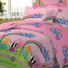 Комплект постельного белья Viluta 17136, 150x214 см (1 пододеяльник, 1 простынь, 1 наволочка), ранфорс, рисунок-мультфильм, розовый