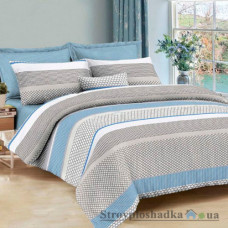 Комплект постельного белья Viluta 17144, 200x220 см (1 пододеяльник, 1 простынь, 2 наволочки), ранфорс, рисунок-полосы, голубой
