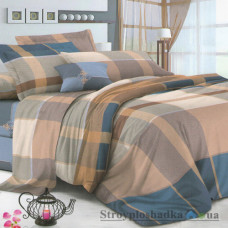Комплект постельного белья Viluta 17149, 145x214 см (1 пододеяльник, 1 простынь, 2 наволочки), ранфорс, рисунок-полосы, коричневый