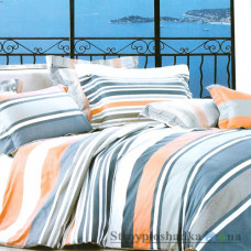 Комплект постельного белья Viluta 17156, 145x214 см (1 пододеяльник, 1 простынь, 2 наволочки), ранфорс, рисунок-полосы, синий