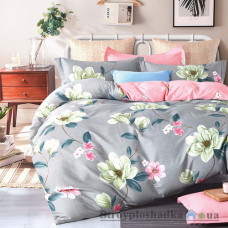 Комплект постельного белья Viluta 17175, 200x220 см (1 пододеяльник, 1 простынь, 2 наволочки), ранфорс, рисунок-цветы, синий