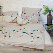 Комплект постельного белья Viluta 19002, 145x214 см (1 пододеяльник, 1 простынь, 2 наволочки), ранфорс, рисунок-цветы, бежевый