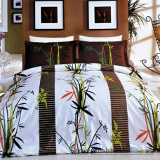 Комплект постельного белья Viluta 7065, 240x220 см (1 пододеяльник, 1 простынь, 2 наволочки), ранфорс, рисунок-цветы, коричневый