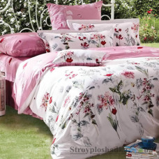 Комплект постельного белья Viluta 9049, 240x220 см (1 пододеяльник, 1 простынь, 2 наволочки), ранфорс, рисунок-цветы, розовый