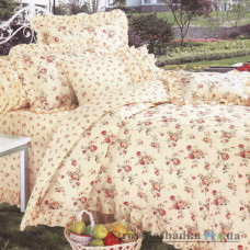 Комплект постельного белья Viluta 9562, 145x214 см (1 пододеяльник, 1 простынь, 2 наволочки), ранфорс, рисунок-цветы, бежевый