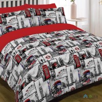 Комплект постельного белья Viluta 9788, 200x220 см (1 пододеяльник, 1 простынь, 2 наволочки), ранфорс, рисунок-великобритания, красный