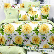 Комплект постельного белья Viluta 9815, 240x220 см (2 пододеяльника, 1 простынь, 2 наволочки), ранфорс, рисунок-цветы, зеленый