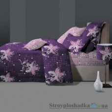 Комплект постельного белья Viluta 9819, 240x220 см (1 пододеяльник, 1 простынь, 2 наволочки), ранфорс, рисунок-цветы, фиолетовый