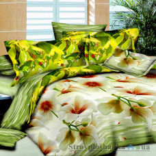 Комплект постельного белья Viluta 9984, 200x220 см (1 пододеяльник, 1 простынь, 2 наволочки), ранфорс, рисунок-цветы, зеленый