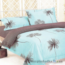 Комплект постельного белья Viluta 9987, 200x220 см (1 пододеяльник, 1 простынь, 2 наволочки), ранфорс, рисунок-цветы, голубой