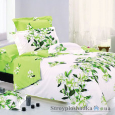Комплект постельного белья Viluta Вдохновение, 145x214 см (1 пододеяльник, 1 простынь, 2 наволочки), ранфорс, рисунок-цветы, зеленый