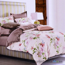 Комплект постельного белья Viluta 102, 240x220 см (2 пододеяльника, 1 простынь, 2 наволочки), сатин-твил, рисунок-цветы, коричневый